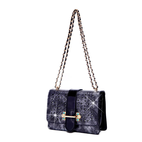 Sparkle of Hearts Crossbody Bag With Sparkling Crystal Strap