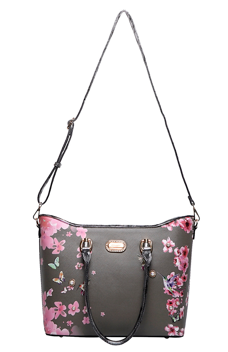 Hummingbird Bloom Scratch & Stain Resistant Top-Handle Bag
