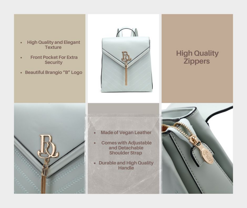Brangio Elegant Embossed Backpack with Tassel Charm