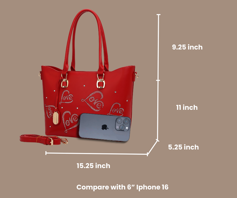 Brangio Elegant Love-Embellished Tote Bag