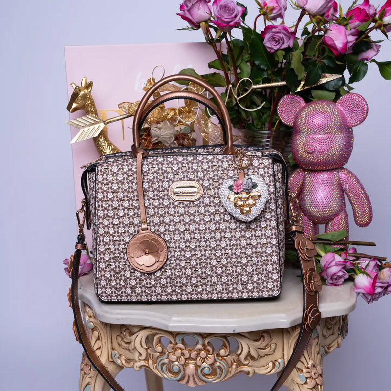 Floral Spark Heart Mirror Keychain & Purse Charm