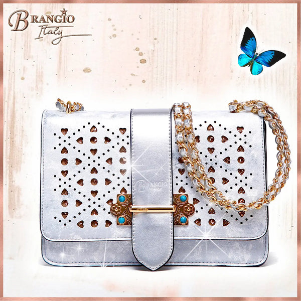 Sparkle of Hearts Crossbody Bag With Sparkling Crystal Strap