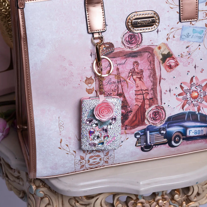 Floral Spark Mirror Keychain & Purse Charm