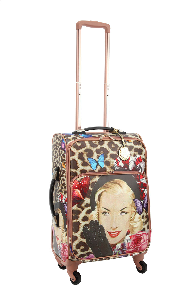 Leopard Vintage Carry on Luggage with Spinner Wheels