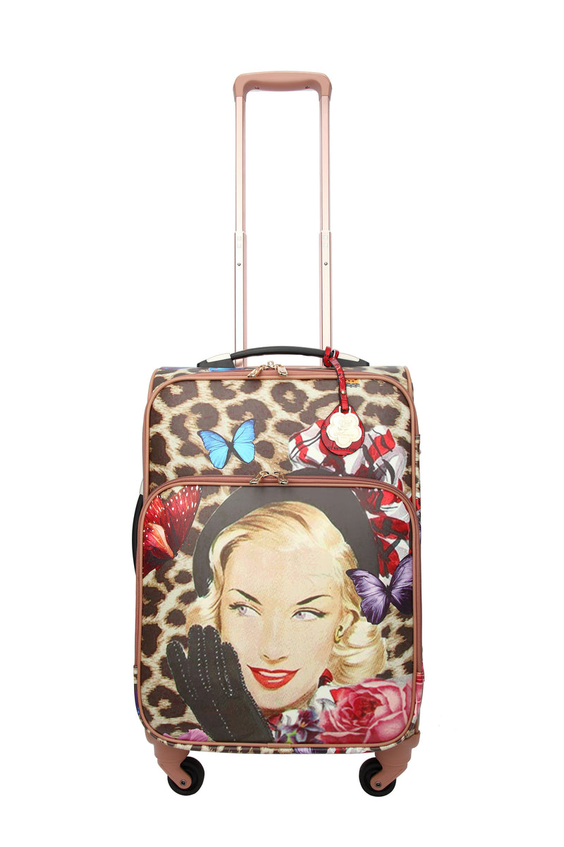 Leopard Vintage Carry on Luggage with Spinner Wheels