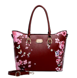 Hummingbird Bloom Vegan Leather Handle Bag + Wallet