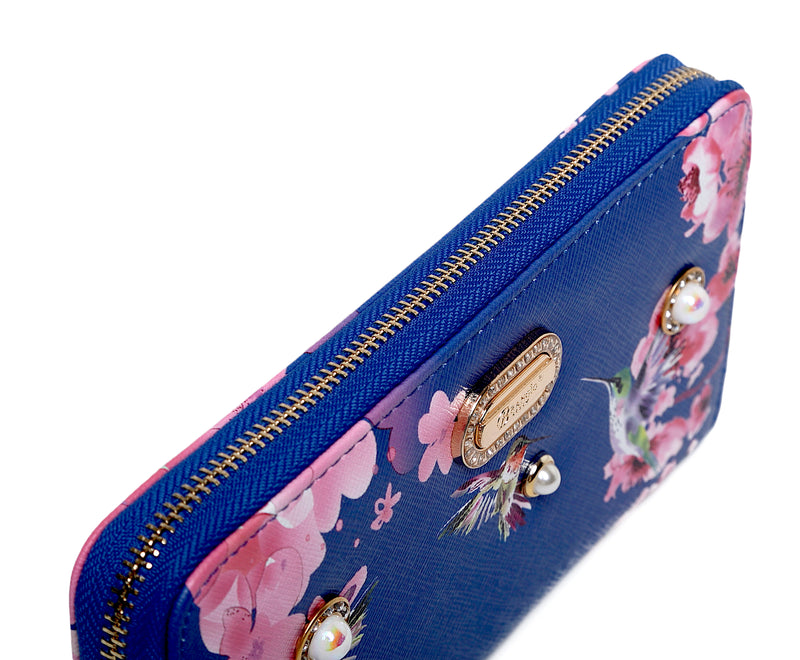 Hummingbird Bloom Vegan Leather Handle Bag + Wallet