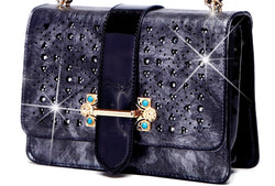 Sparkle of Hearts Clutch Womens Crossbody Bag With Sparkling Crystals Strap - Brangio Italy Co.