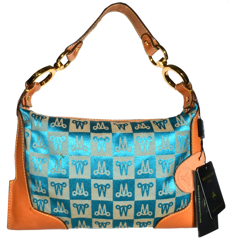 Misty Genuine Cowhide Leather Monogram Shoulder Bag with Front Pocke