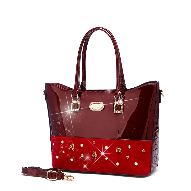 Bellevue patent leather tote Louis Vuitton Burgundy in Patent