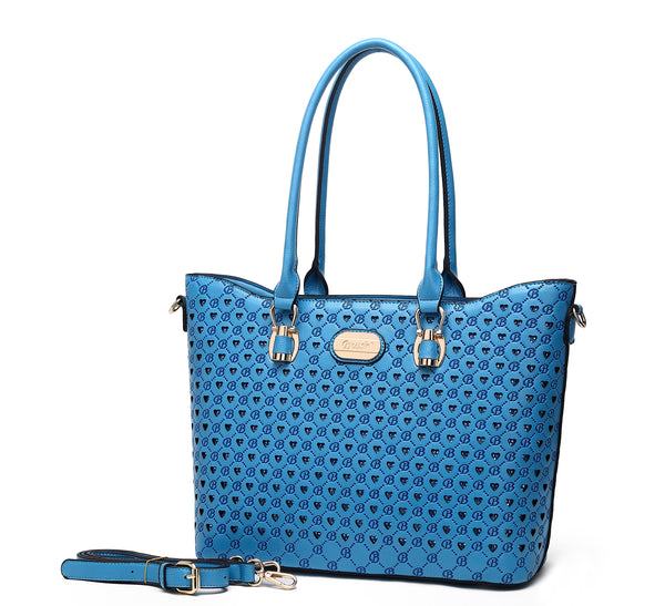 Brangio Italy Galaxy Crystal Designer Laptop Bag for Women Office Work Bag, Royal Blue