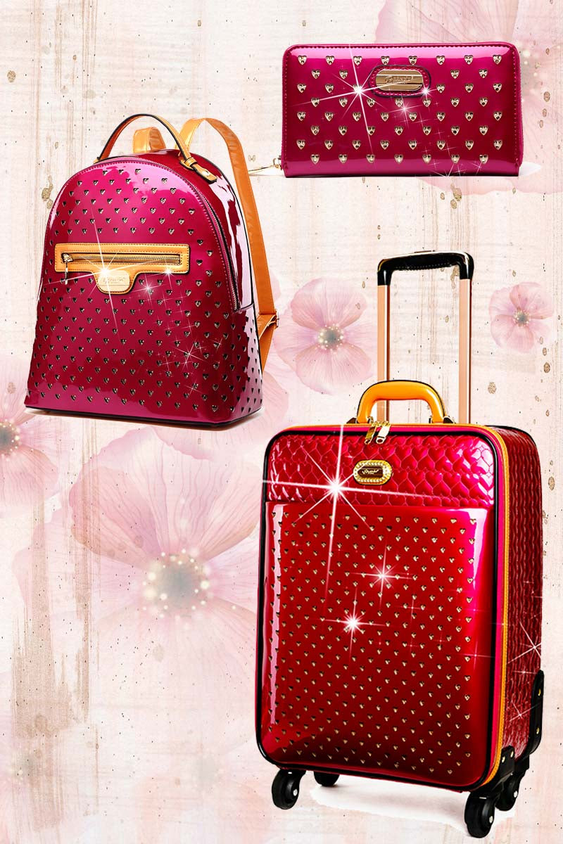 Starz Art 3PC Set | Luxury Women Overnight Bag Set with Spinning Wheels - Brangio Italy Co.